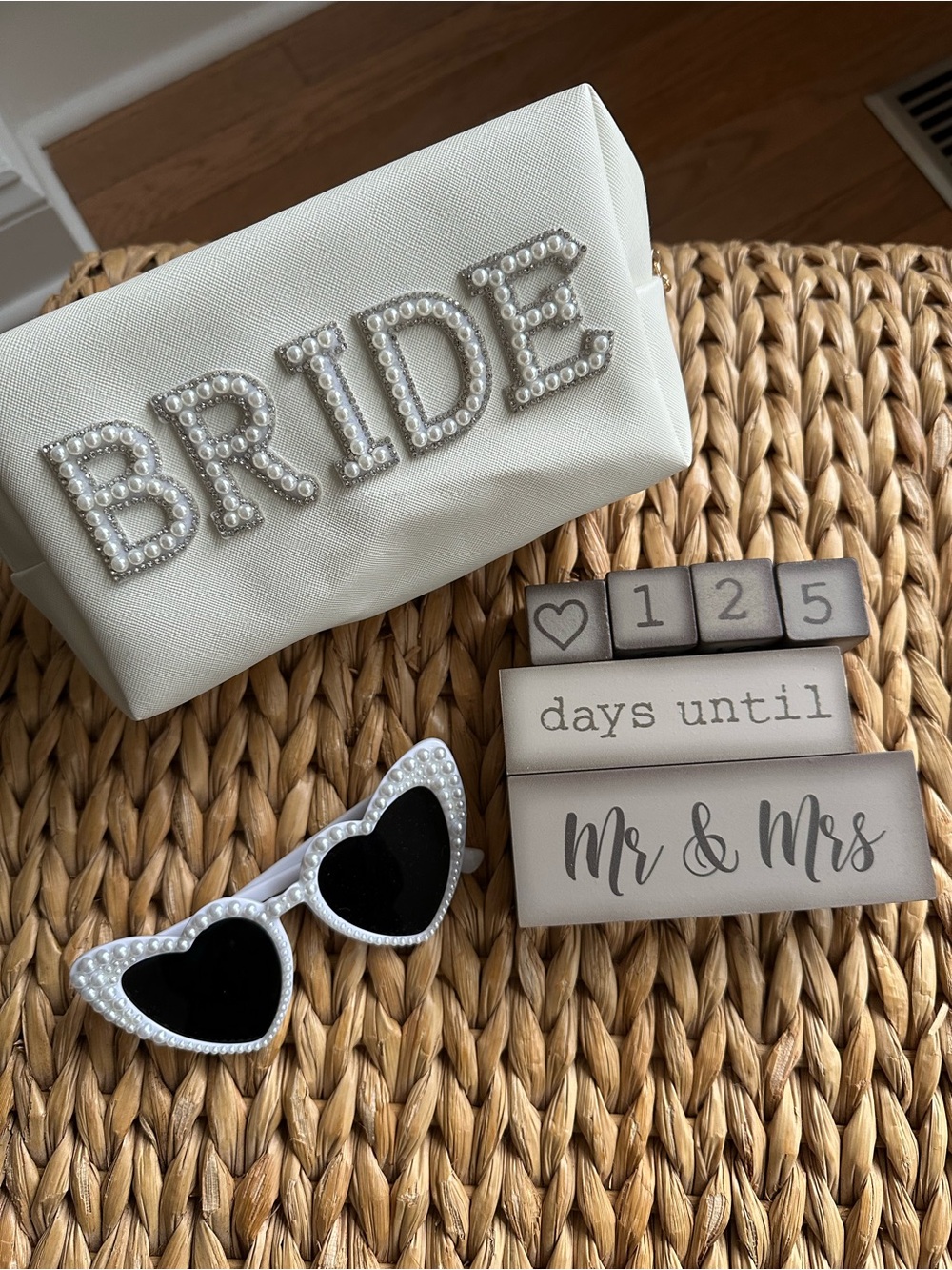 BRIDE Pearl-Embellished White Clutch